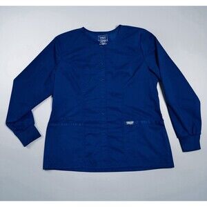 Cherokee Workwear Revolution Snap Front Uniform Scrub Jacket Navy Blue Medical L